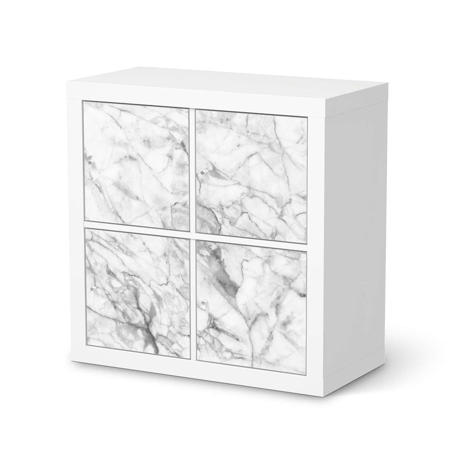 Klebefolie für Möbel Marmor weiß - IKEA Kallax Regal 4 Türen  - weiss