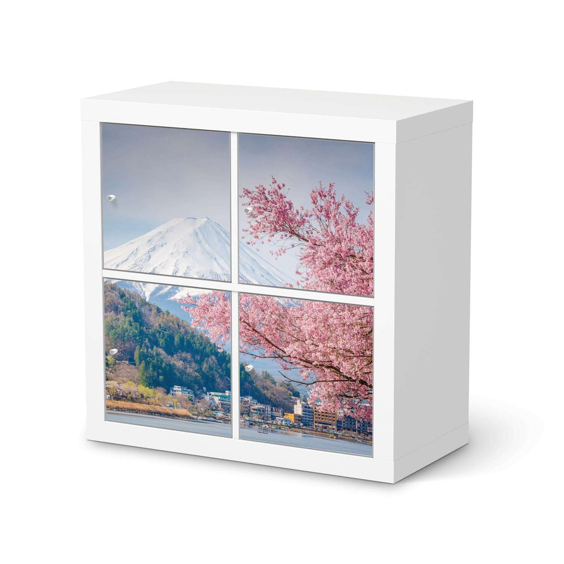 Klebefolie für Möbel Mount Fuji - IKEA Kallax Regal 4 Türen  - weiss