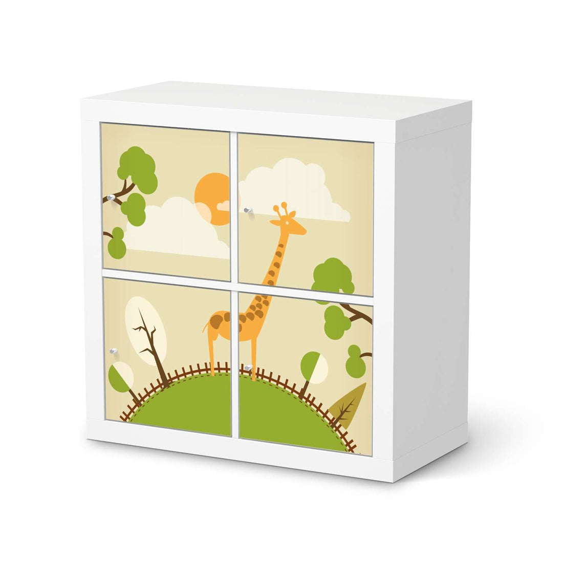 Klebefolie für Möbel Mountain Giraffe - IKEA Kallax Regal 4 Türen  - weiss
