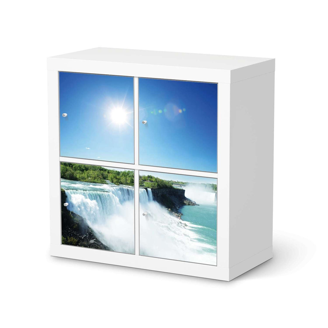 Klebefolie für Möbel Niagara Falls - IKEA Kallax Regal 4 Türen  - weiss