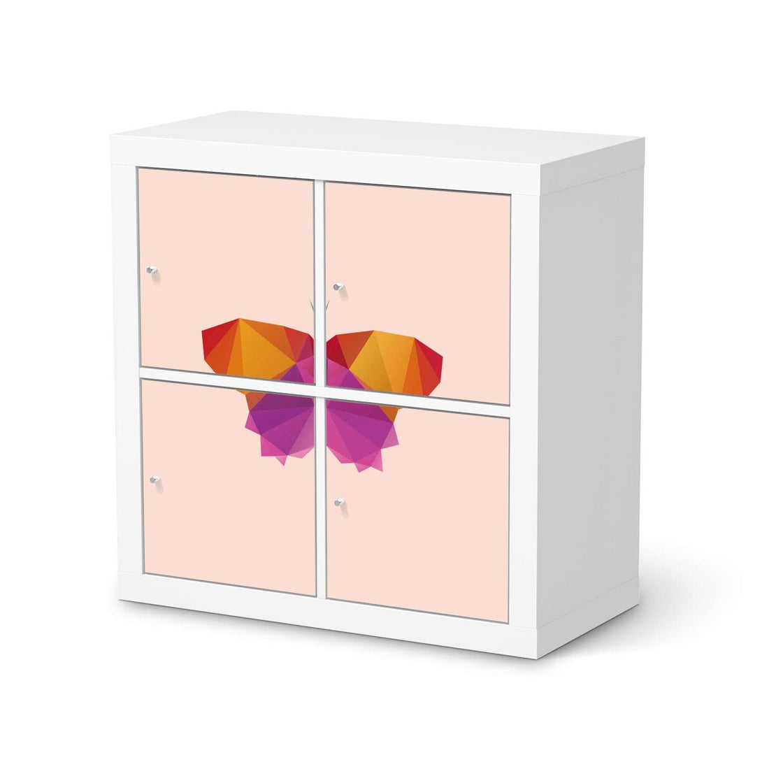 Klebefolie für Möbel Origami Butterfly - IKEA Kallax Regal 4 Türen  - weiss
