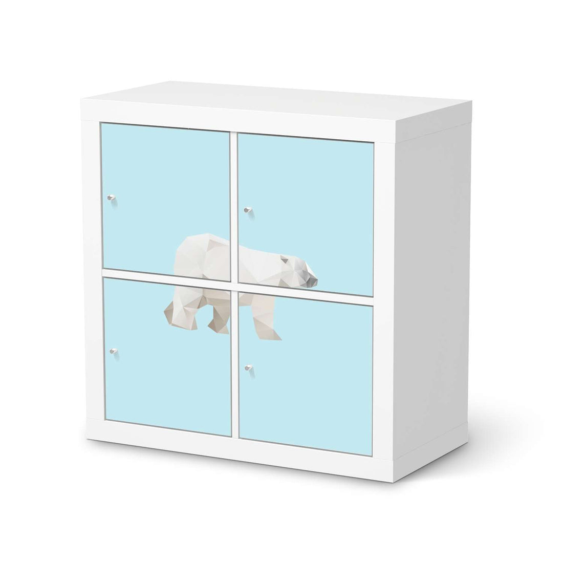 Klebefolie für Möbel Origami Polar Bear - IKEA Kallax Regal 4 Türen  - weiss