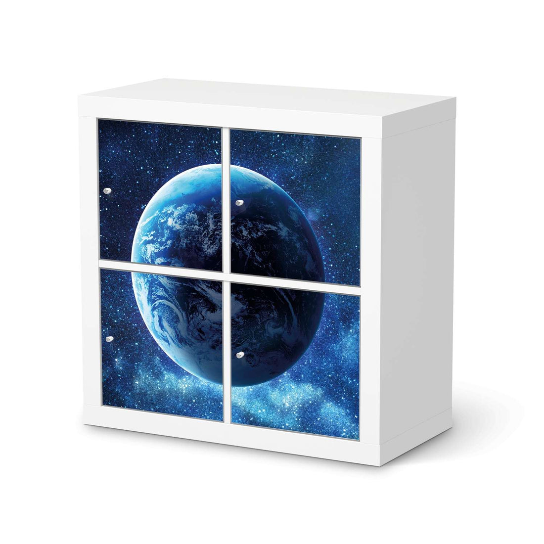 Klebefolie für Möbel Planet Blue - IKEA Kallax Regal 4 Türen  - weiss