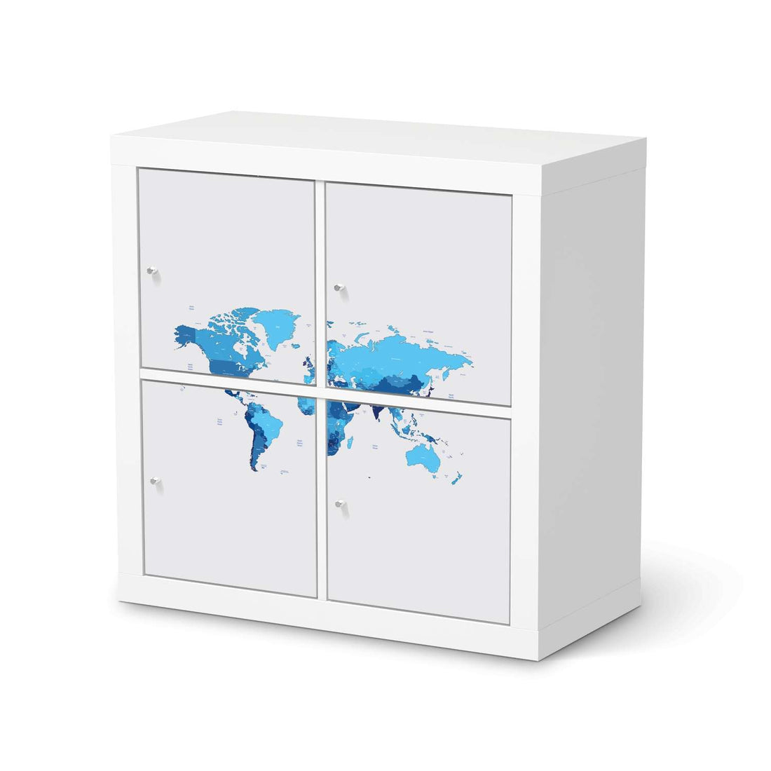 Klebefolie für Möbel Politische Weltkarte - IKEA Kallax Regal 4 Türen  - weiss