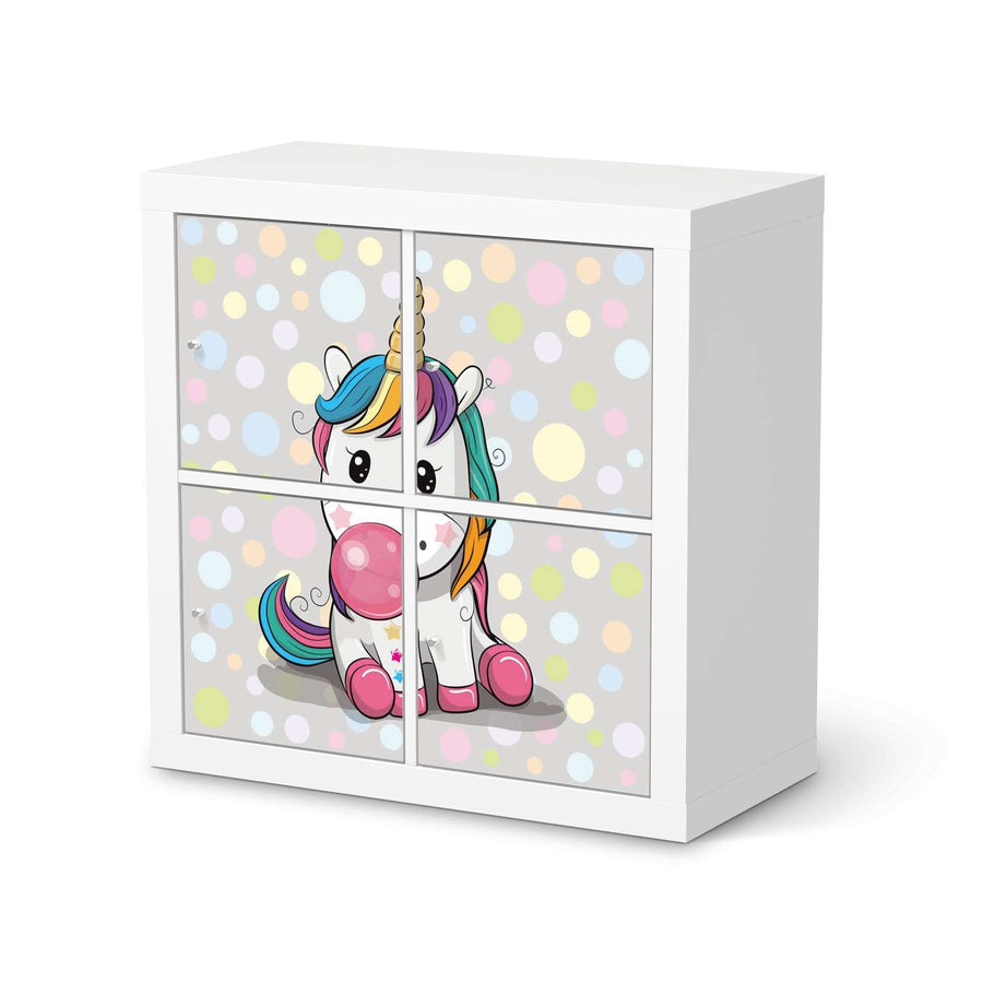 Klebefolie für Möbel Rainbow das Einhorn - IKEA Kallax Regal 4 Türen  - weiss