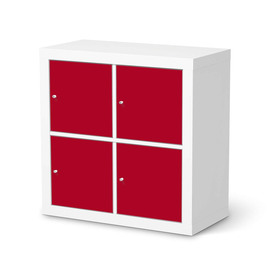 Klebefolie für Möbel Rot Dark - IKEA Kallax Regal 4 Türen  - weiss