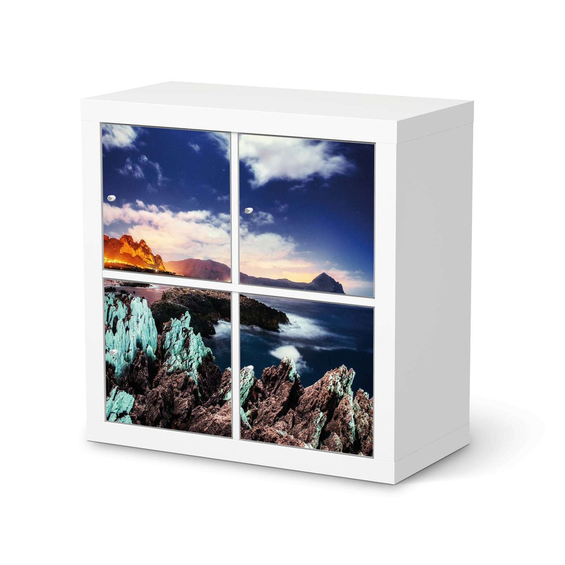 Klebefolie für Möbel Seaside - IKEA Kallax Regal 4 Türen  - weiss