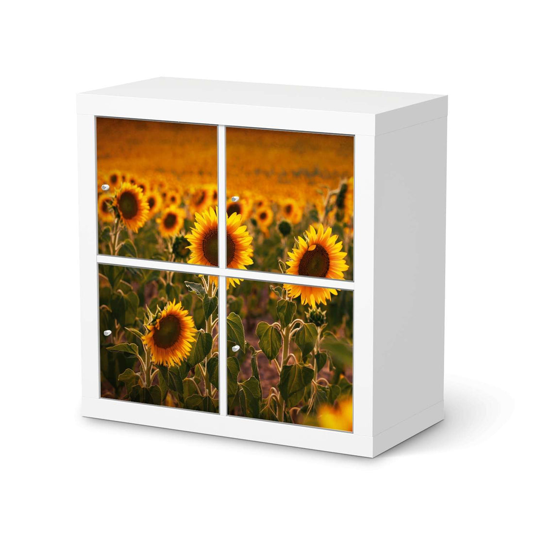 Klebefolie für Möbel Sunflowers - IKEA Kallax Regal 4 Türen  - weiss