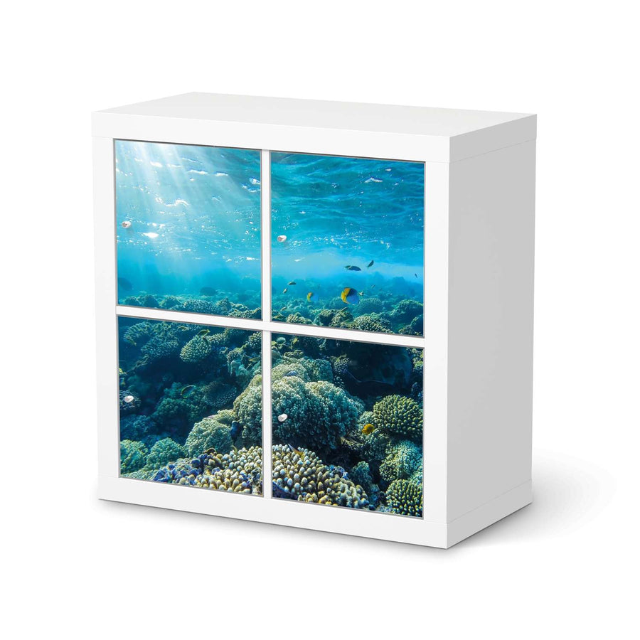 Klebefolie für Möbel Underwater World - IKEA Kallax Regal 4 Türen  - weiss