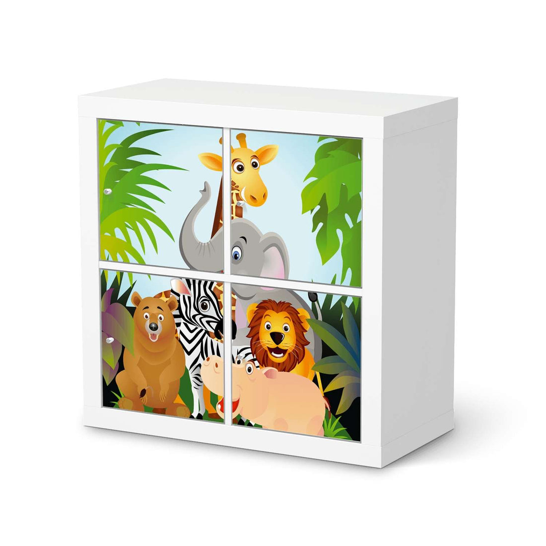 Klebefolie für Möbel Wild Animals - IKEA Kallax Regal 4 Türen  - weiss