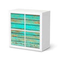 Klebefolie für Möbel Wooden Aqua - IKEA Kallax Regal 4 Türen  - weiss