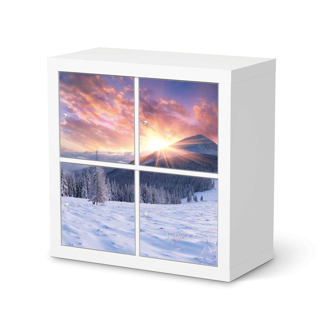 Klebefolie für Möbel Zauberhafte Winterlandschaft - IKEA Kallax Regal 4 Türen  - weiss