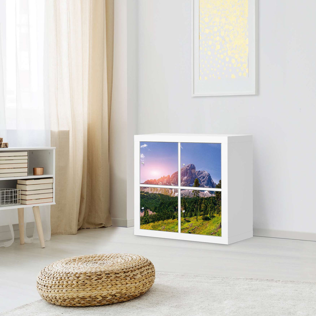 Klebefolie für Möbel Alpenblick - IKEA Kallax Regal 4 Türen - Wohnzimmer