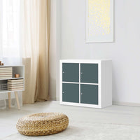 Klebefolie für Möbel Blaugrau Light - IKEA Kallax Regal 4 Türen - Wohnzimmer