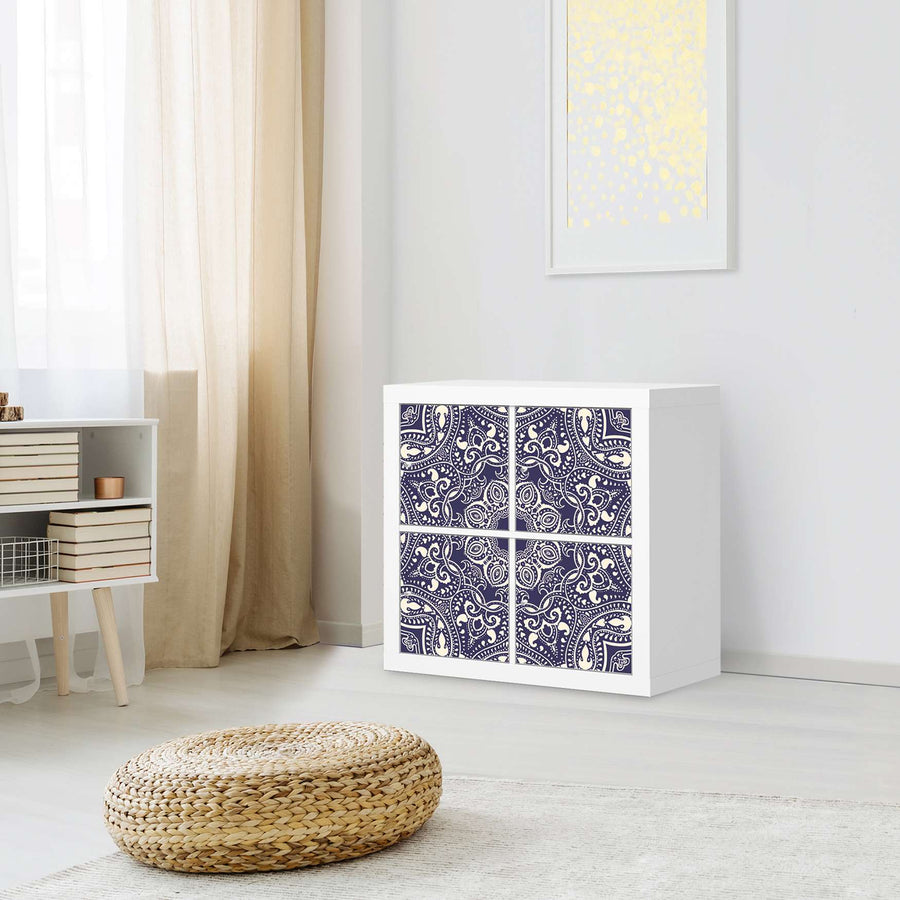 Klebefolie für Möbel Blue Mandala - IKEA Kallax Regal 4 Türen - Wohnzimmer