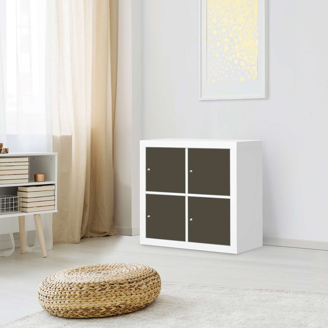Klebefolie für Möbel Braungrau Dark - IKEA Kallax Regal 4 Türen - Wohnzimmer