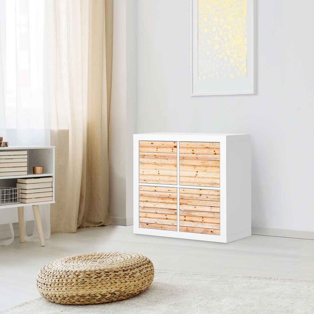Klebefolie für Möbel Bright Planks - IKEA Kallax Regal 4 Türen - Wohnzimmer