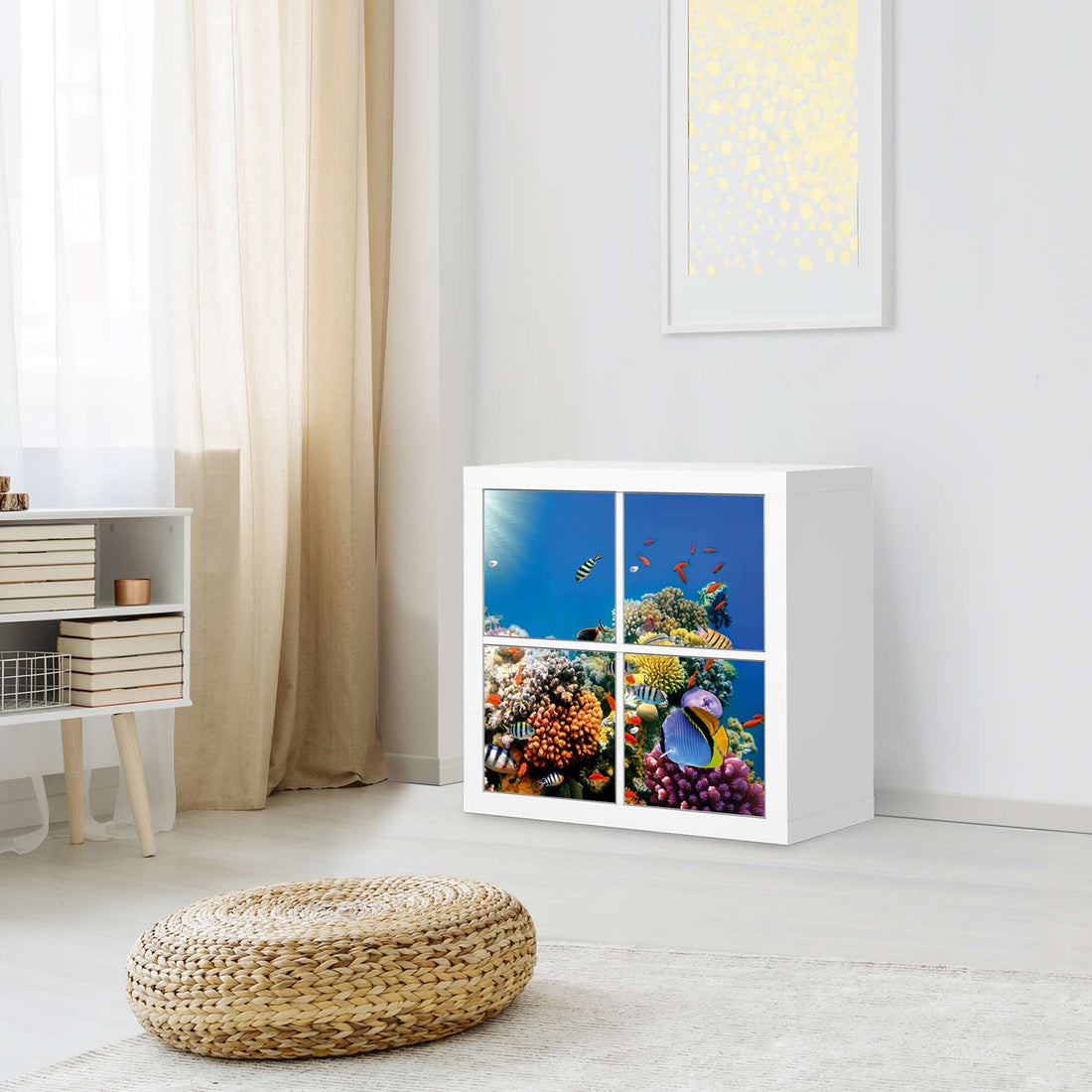 Klebefolie für Möbel Coral Reef - IKEA Kallax Regal 4 Türen - Wohnzimmer