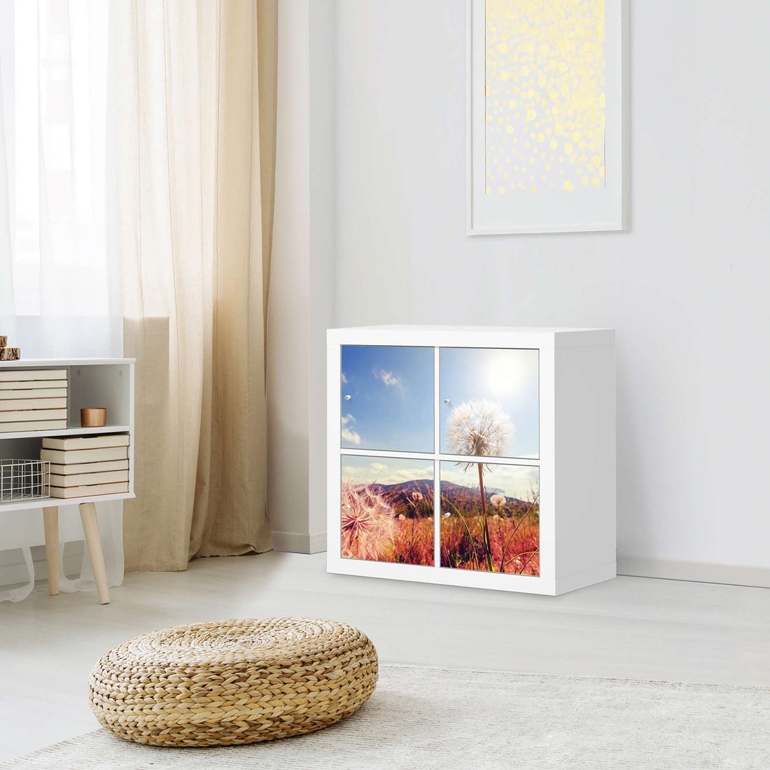 Klebefolie für Möbel Dandelion - IKEA Kallax Regal 4 Türen - Wohnzimmer