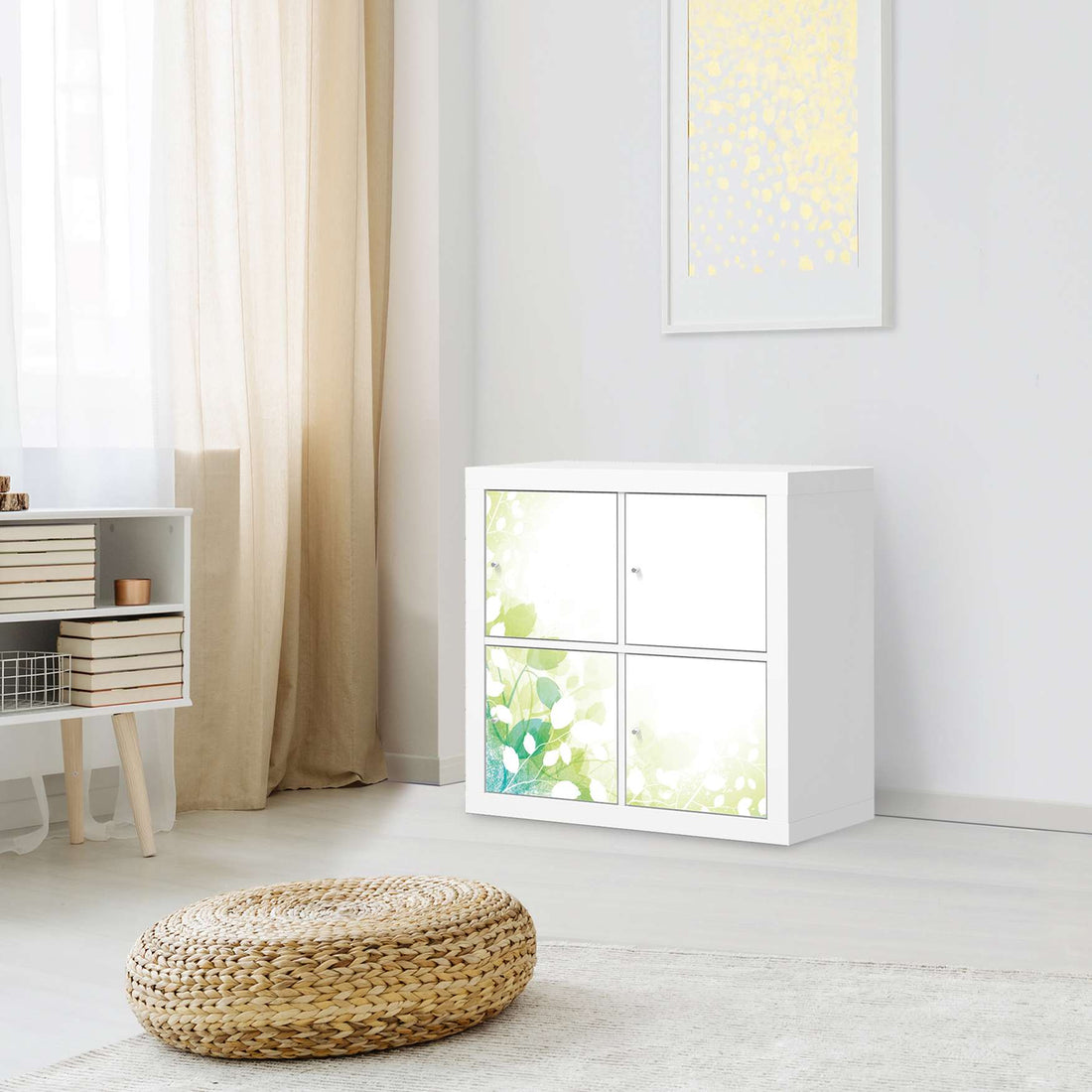 Klebefolie für Möbel Flower Light - IKEA Kallax Regal 4 Türen - Wohnzimmer