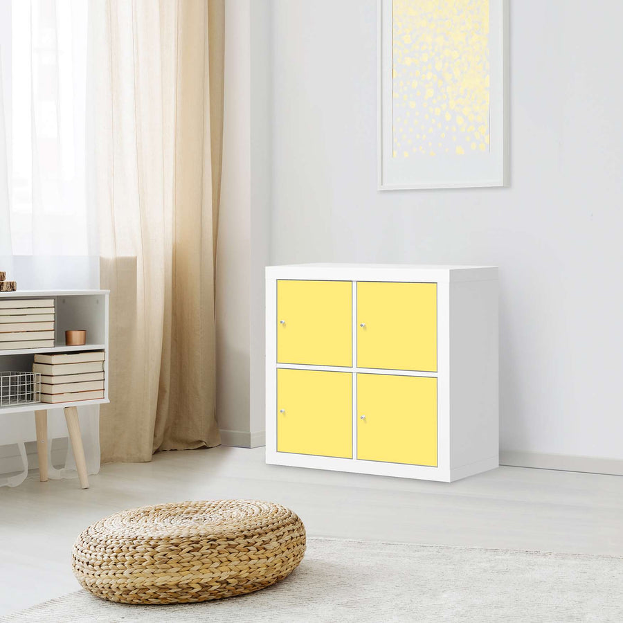 Klebefolie für Möbel Gelb Light - IKEA Kallax Regal 4 Türen - Wohnzimmer