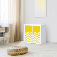 Klebefolie für Möbel Gelbe Zacken - IKEA Kallax Regal 4 Türen - Wohnzimmer