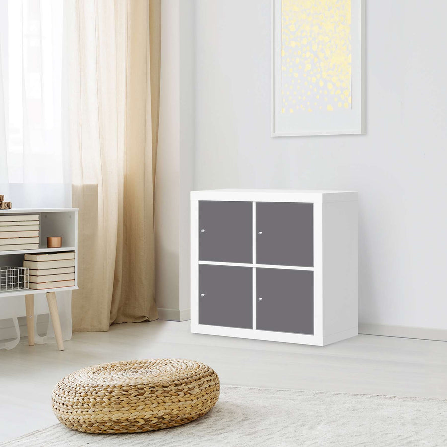 Klebefolie für Möbel Grau Light - IKEA Kallax Regal 4 Türen - Wohnzimmer