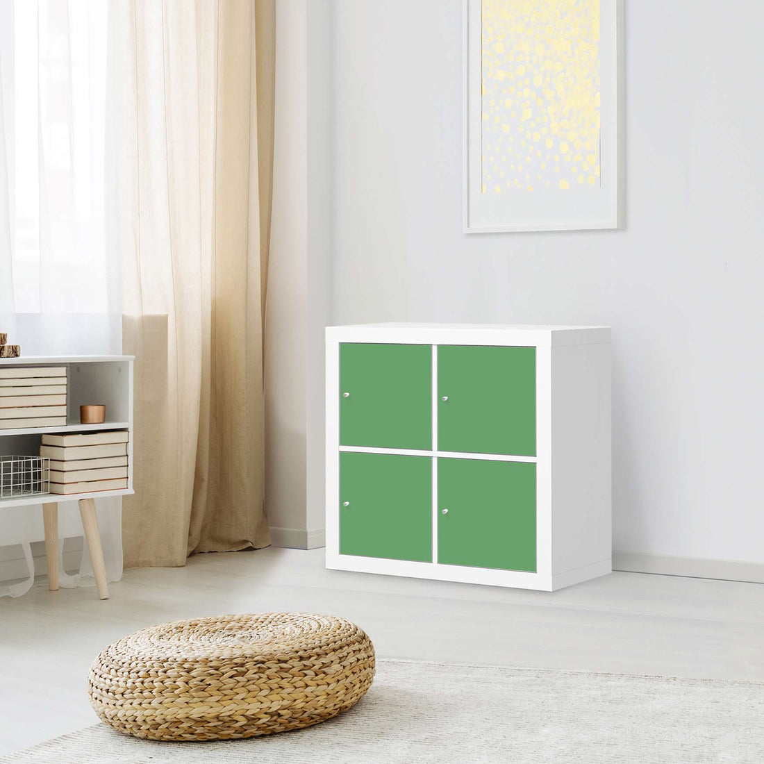 Klebefolie für Möbel Grün Light - IKEA Kallax Regal 4 Türen - Wohnzimmer