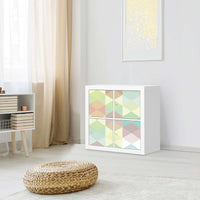 Klebefolie für Möbel Melitta Pastell Geometrie - IKEA Kallax Regal 4 Türen - Wohnzimmer