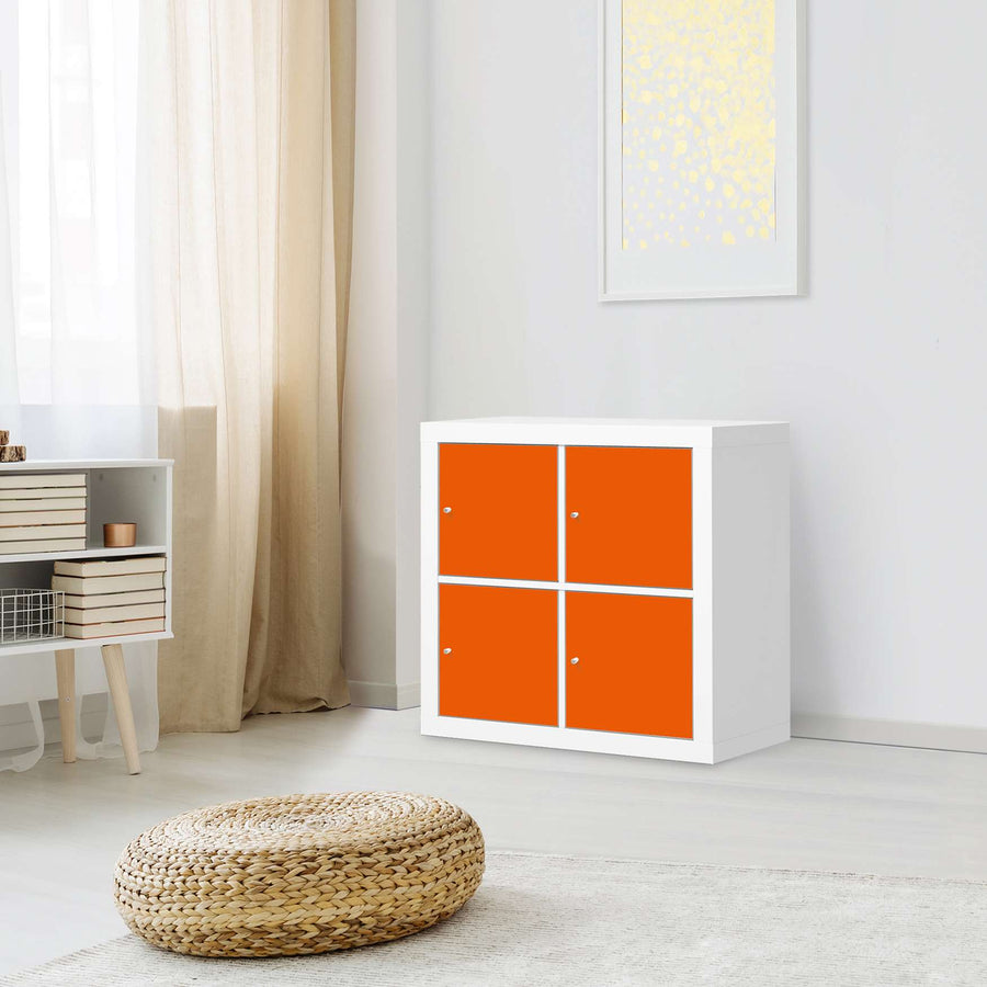 Klebefolie für Möbel Orange Dark - IKEA Kallax Regal 4 Türen - Wohnzimmer