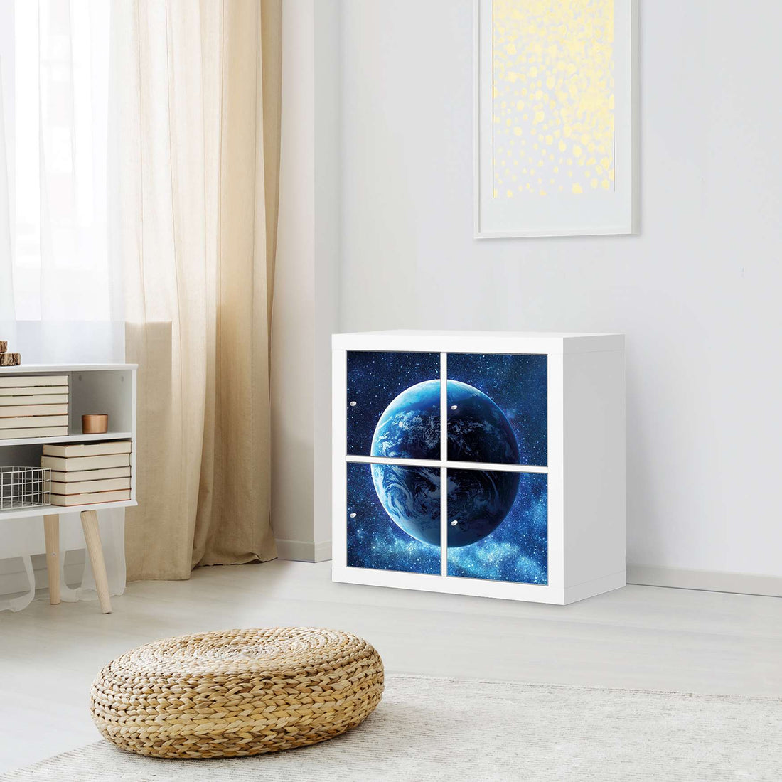 Klebefolie für Möbel Planet Blue - IKEA Kallax Regal 4 Türen - Wohnzimmer