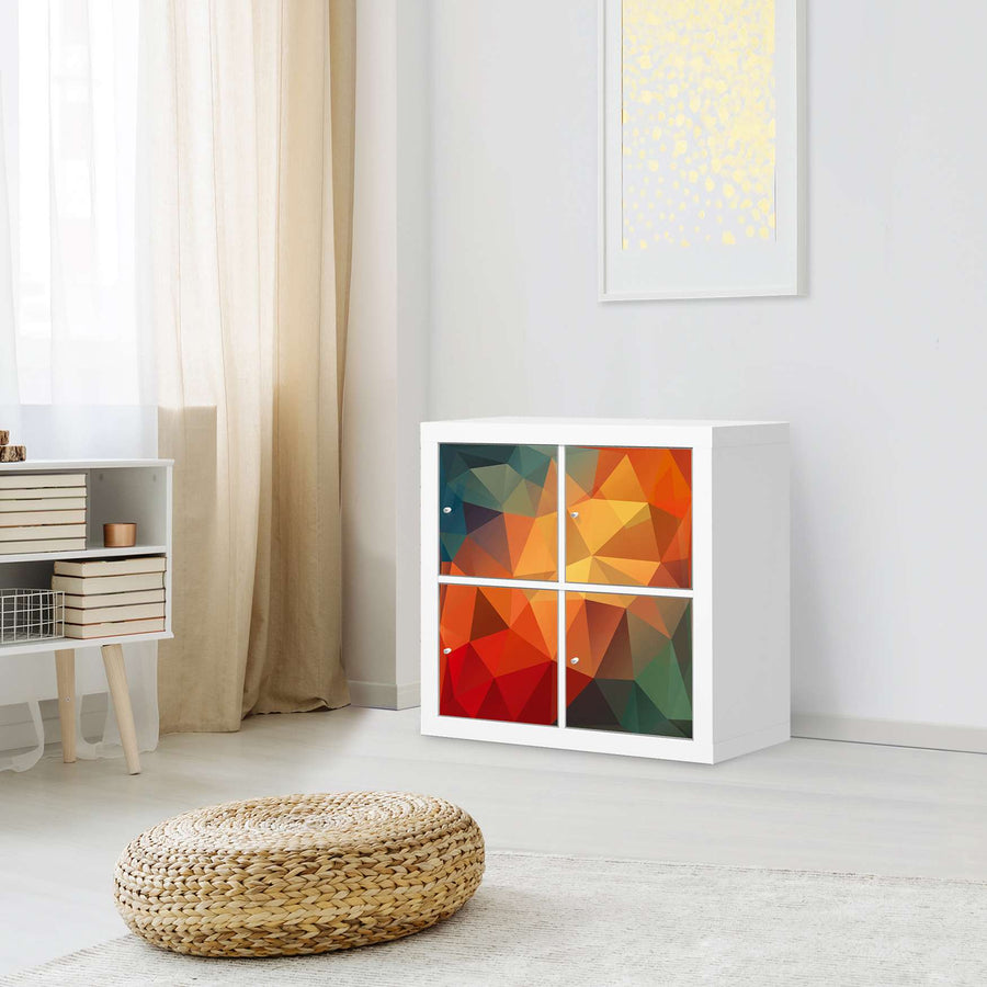 Klebefolie für Möbel Polygon - IKEA Kallax Regal 4 Türen - Wohnzimmer