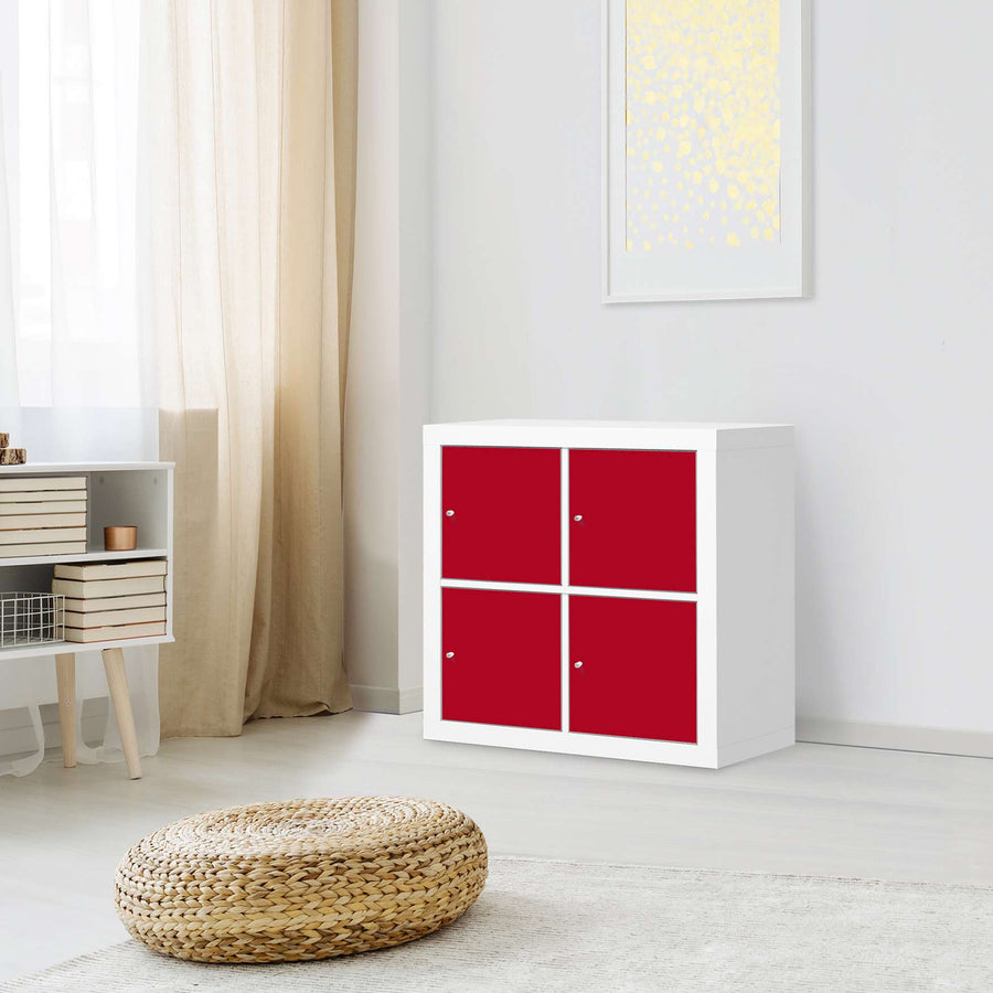 Klebefolie für Möbel Rot Dark - IKEA Kallax Regal 4 Türen - Wohnzimmer