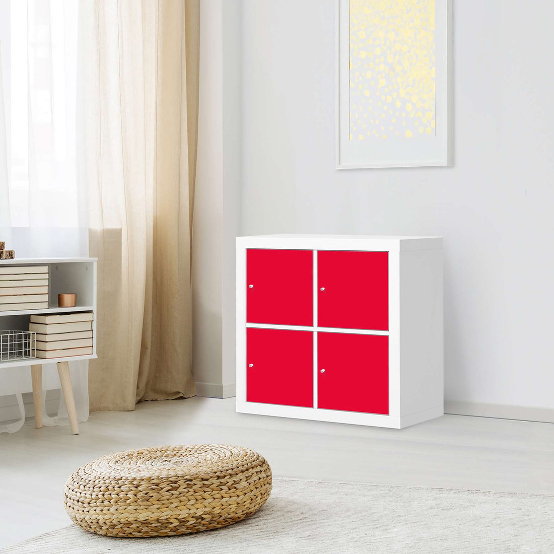 Klebefolie für Möbel Rot Light - IKEA Kallax Regal 4 Türen - Wohnzimmer