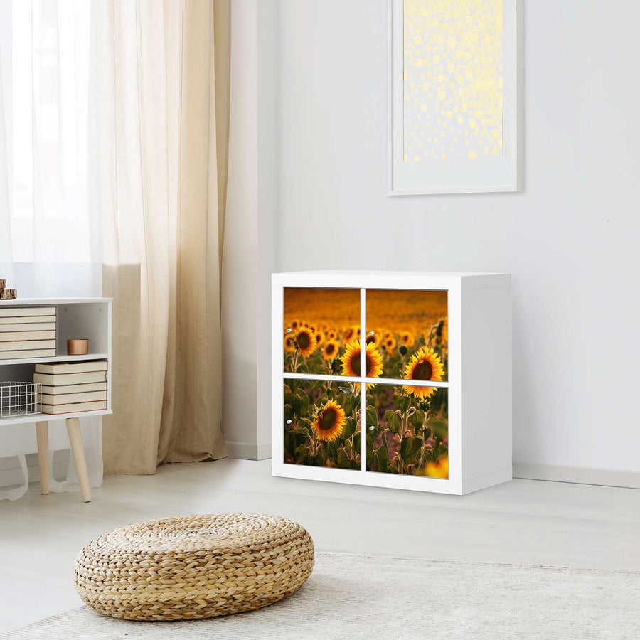 Klebefolie für Möbel Sunflowers - IKEA Kallax Regal 4 Türen - Wohnzimmer