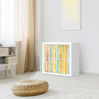 Klebefolie für Möbel Watercolor Stripes - IKEA Kallax Regal 4 Türen - Wohnzimmer