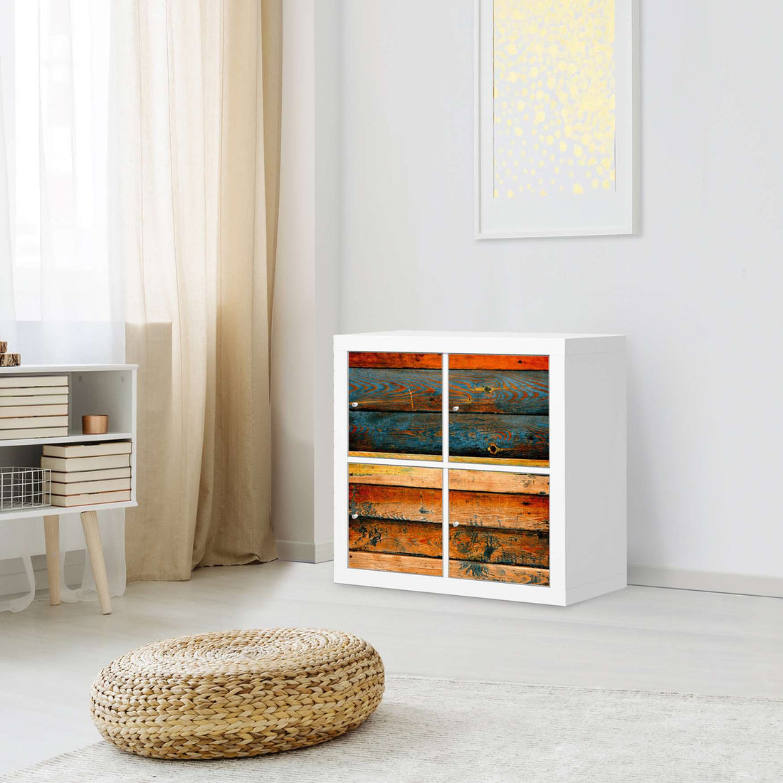 Klebefolie für Möbel Wooden - IKEA Kallax Regal 4 Türen - Wohnzimmer