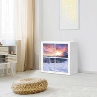 Klebefolie für Möbel Zauberhafte Winterlandschaft - IKEA Kallax Regal 4 Türen - Wohnzimmer