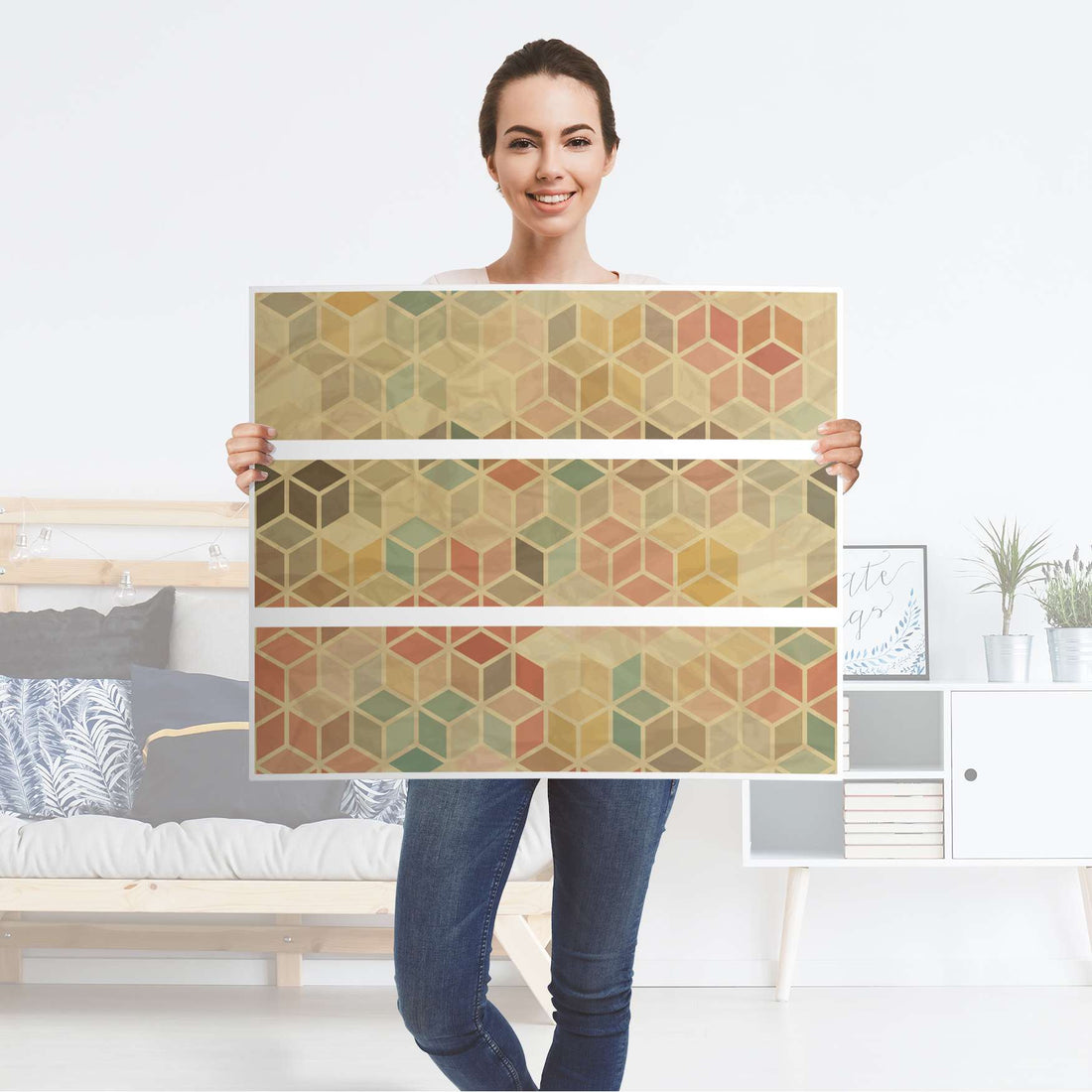 Klebefolie für Möbel 3D Retro - IKEA Malm Kommode 3 Schubladen - Folie