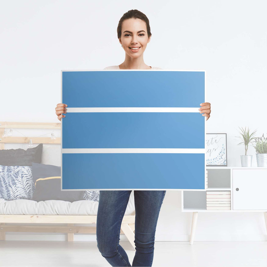 Klebefolie für Möbel Blau Light - IKEA Malm Kommode 3 Schubladen - Folie