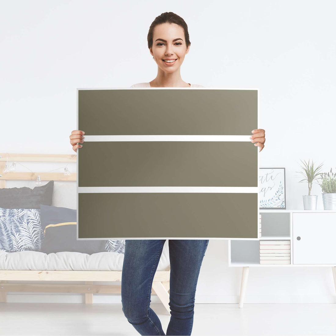 Klebefolie für Möbel Braungrau Light - IKEA Malm Kommode 3 Schubladen - Folie