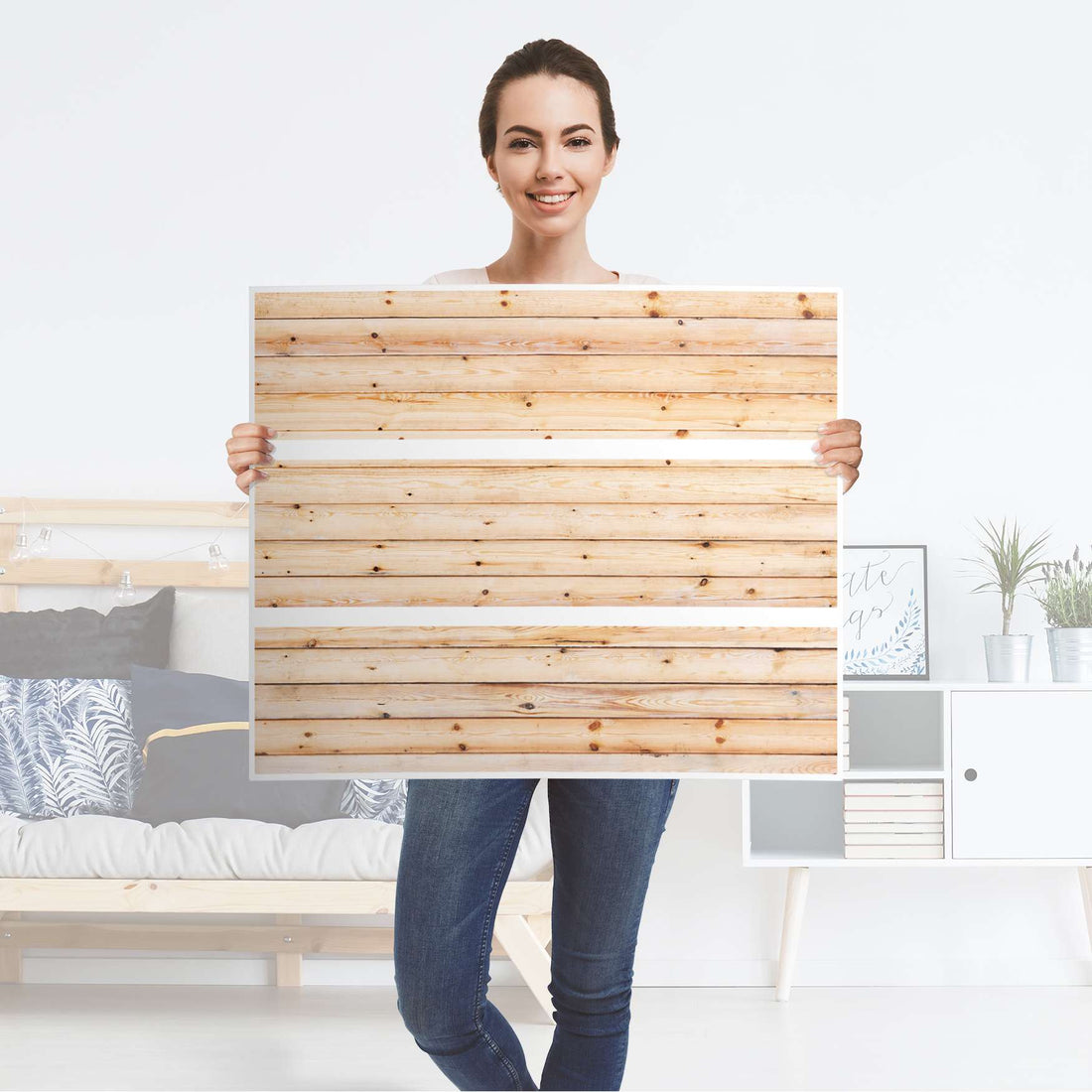 Klebefolie für Möbel Bright Planks - IKEA Malm Kommode 3 Schubladen - Folie