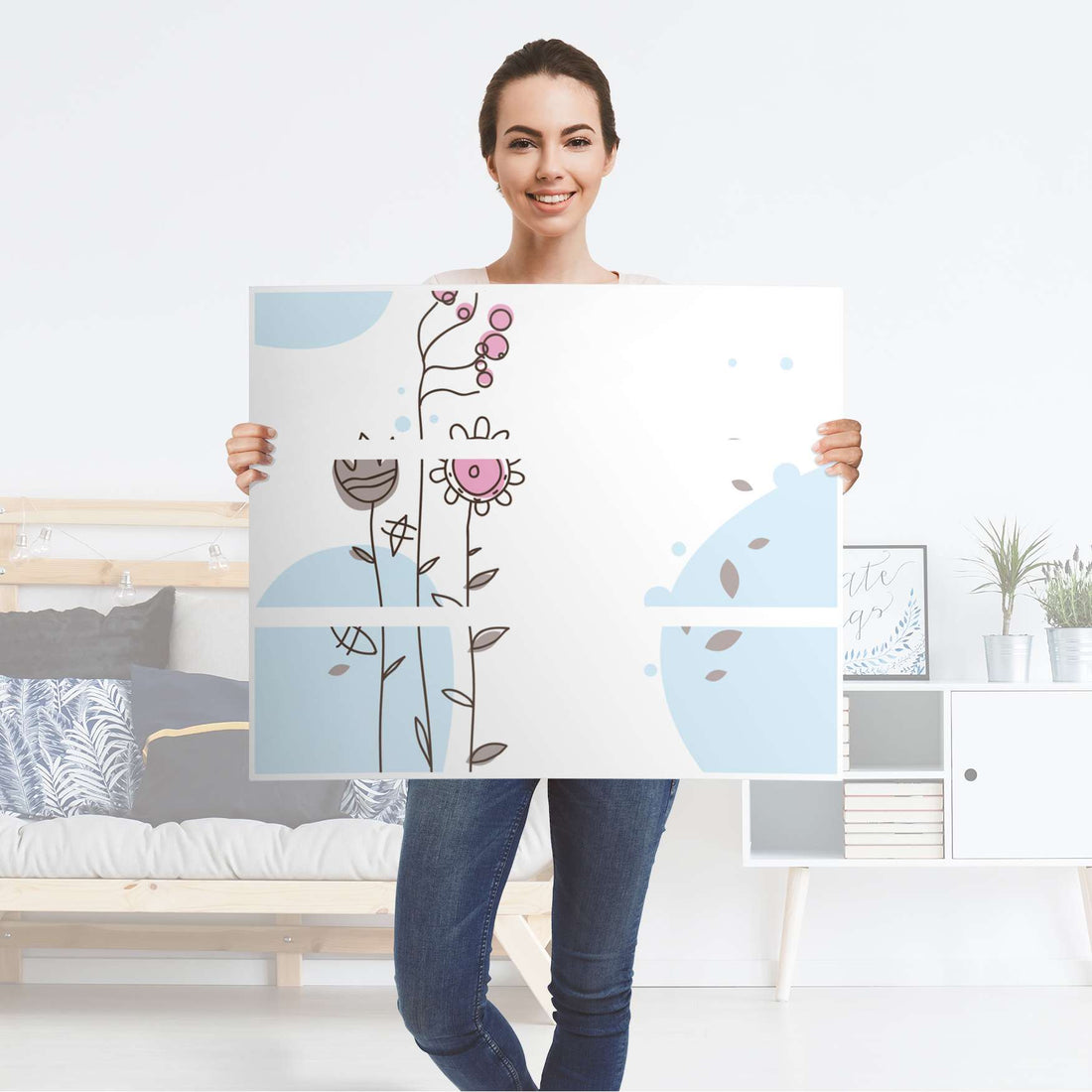 Klebefolie für Möbel Flowers 3 - IKEA Malm Kommode 3 Schubladen - Folie
