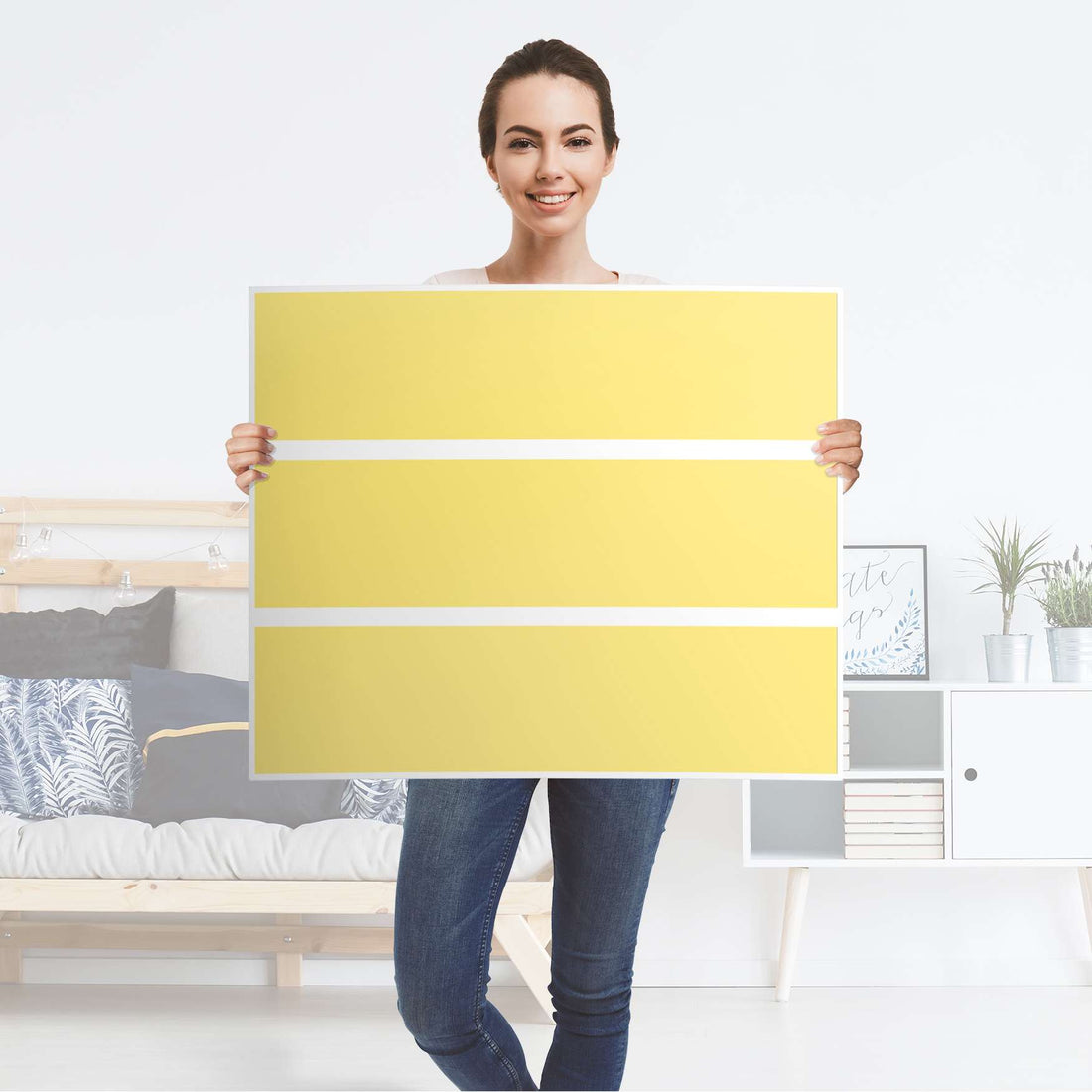 Klebefolie für Möbel Gelb Light - IKEA Malm Kommode 3 Schubladen - Folie
