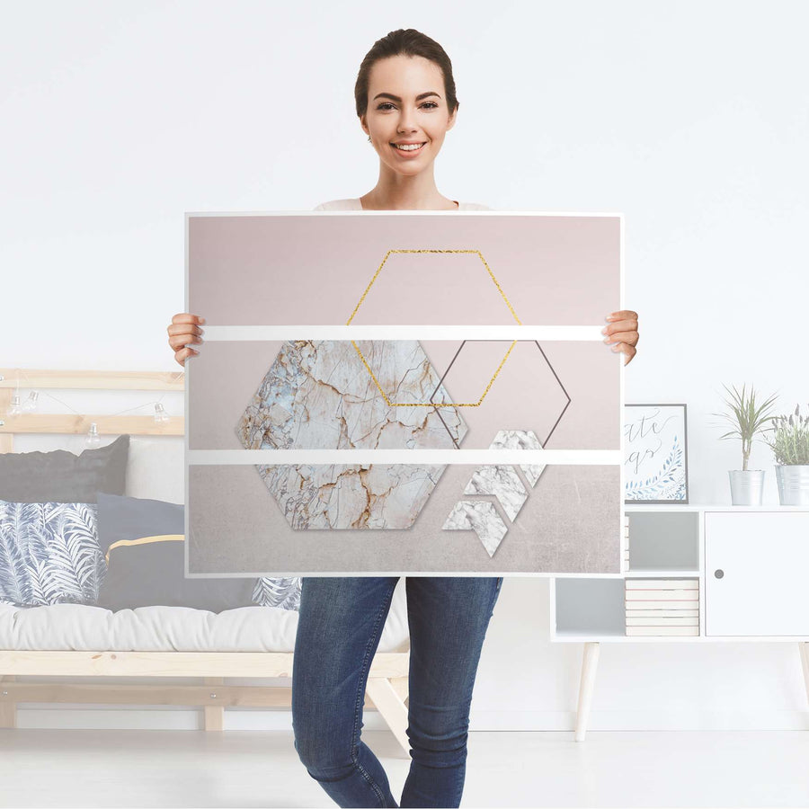 Klebefolie für Möbel Hexagon - IKEA Malm Kommode 3 Schubladen - Folie