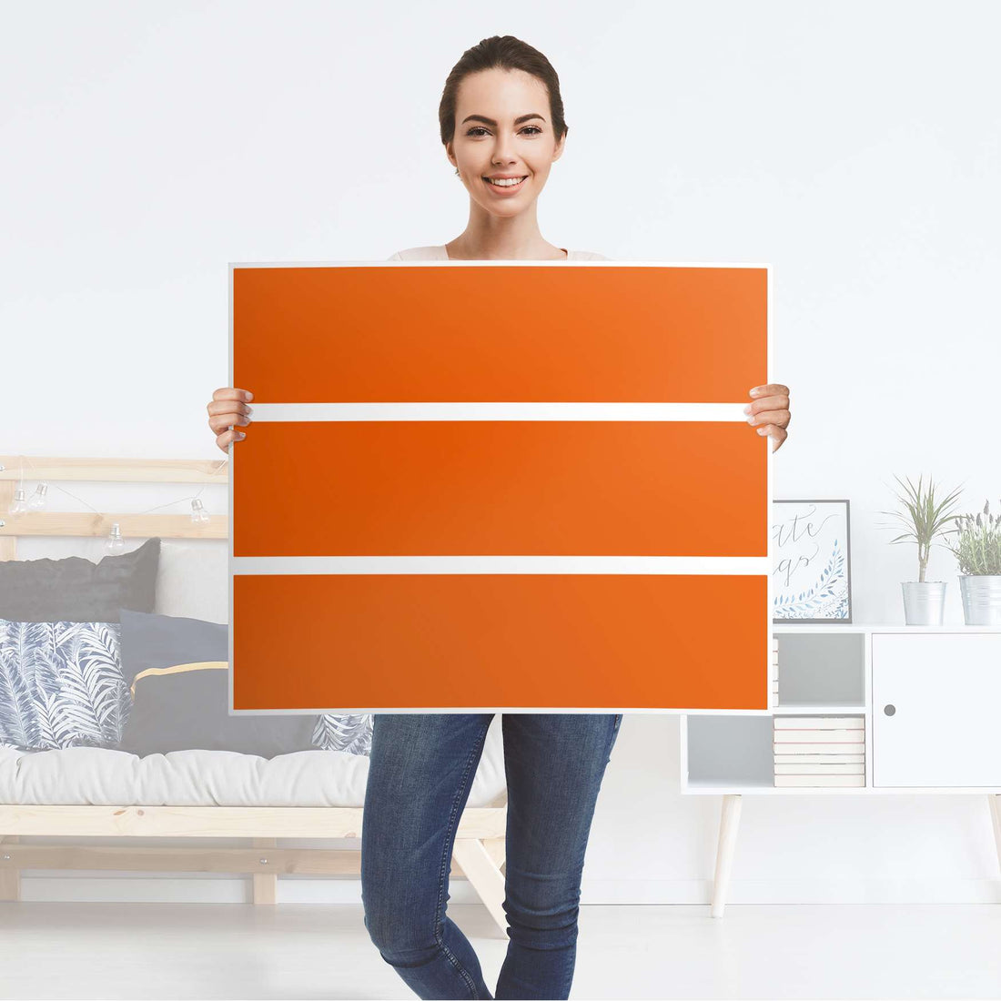 Klebefolie für Möbel Orange Dark - IKEA Malm Kommode 3 Schubladen - Folie