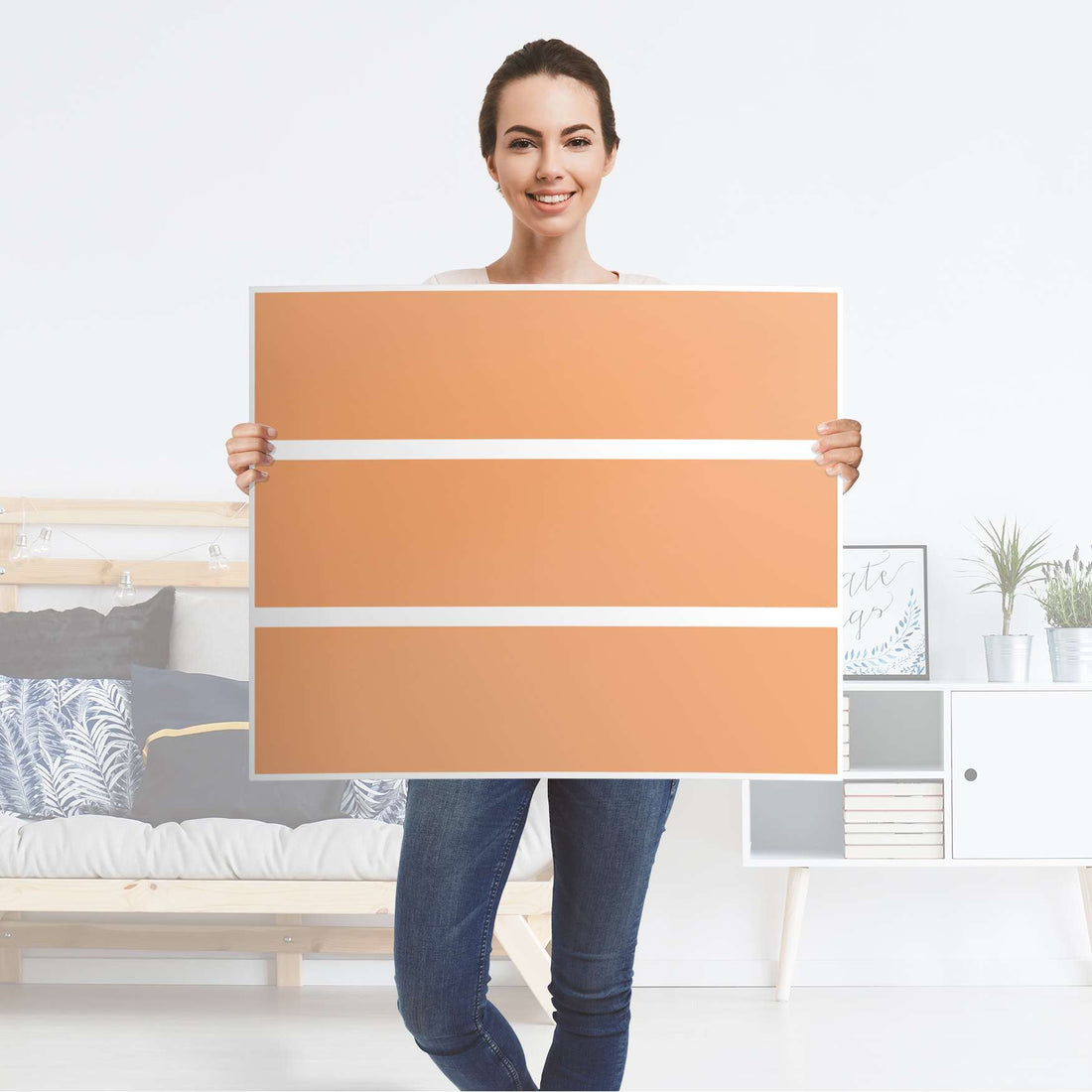 Klebefolie für Möbel Orange Light - IKEA Malm Kommode 3 Schubladen - Folie