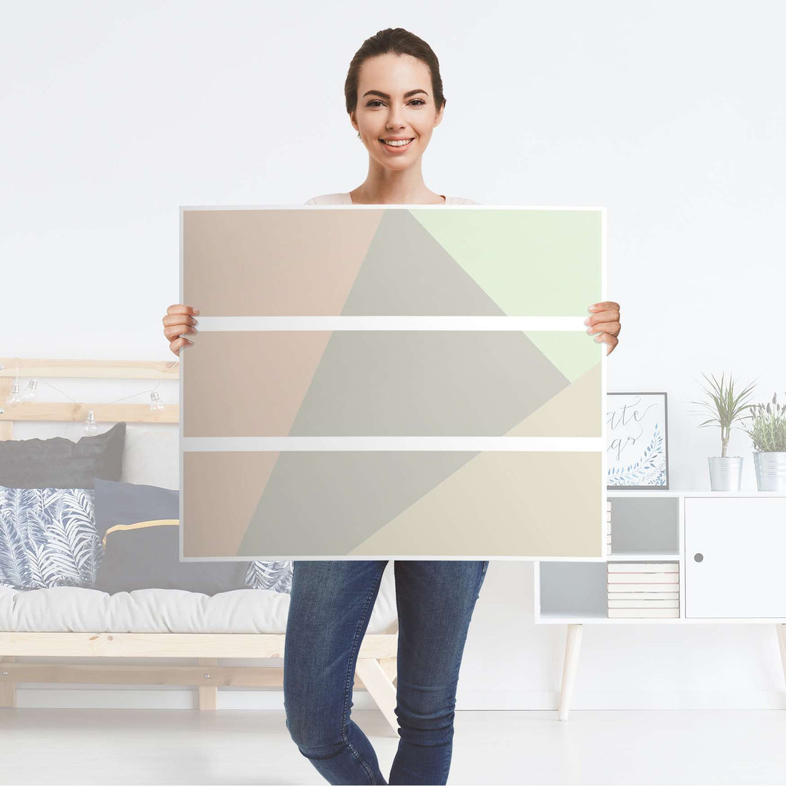 Klebefolie für Möbel Pastell Geometrik - IKEA Malm Kommode 3 Schubladen - Folie