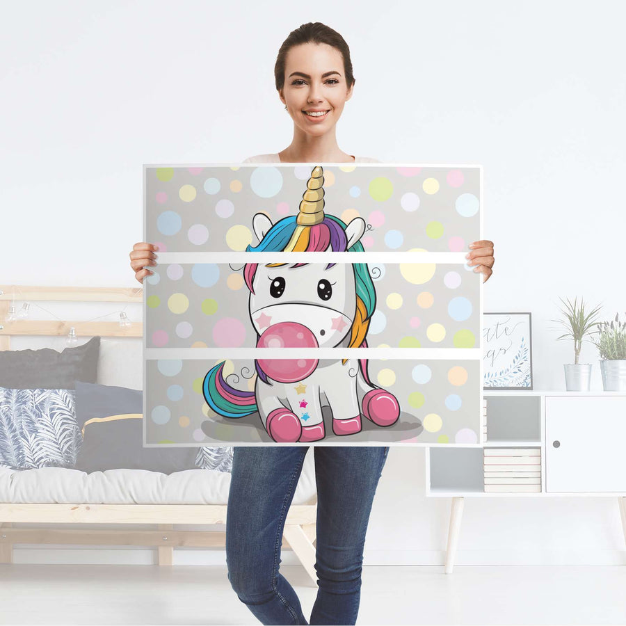 Klebefolie für Möbel Rainbow das Einhorn - IKEA Malm Kommode 3 Schubladen - Folie