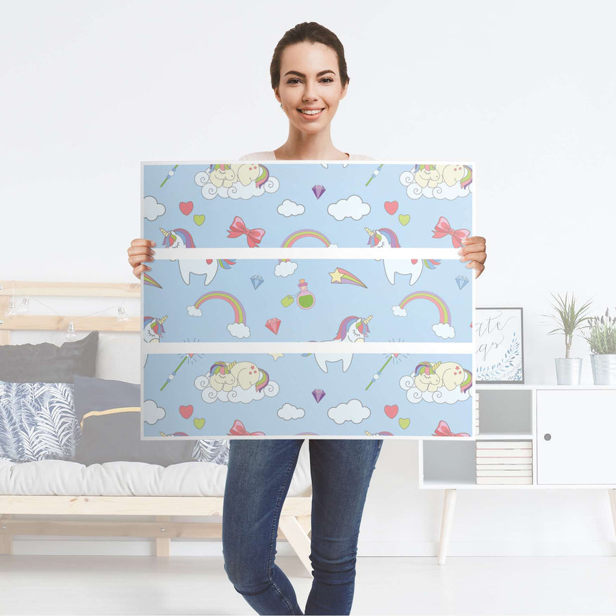 Klebefolie für Möbel Rainbow Unicorn - IKEA Malm Kommode 3 Schubladen - Folie
